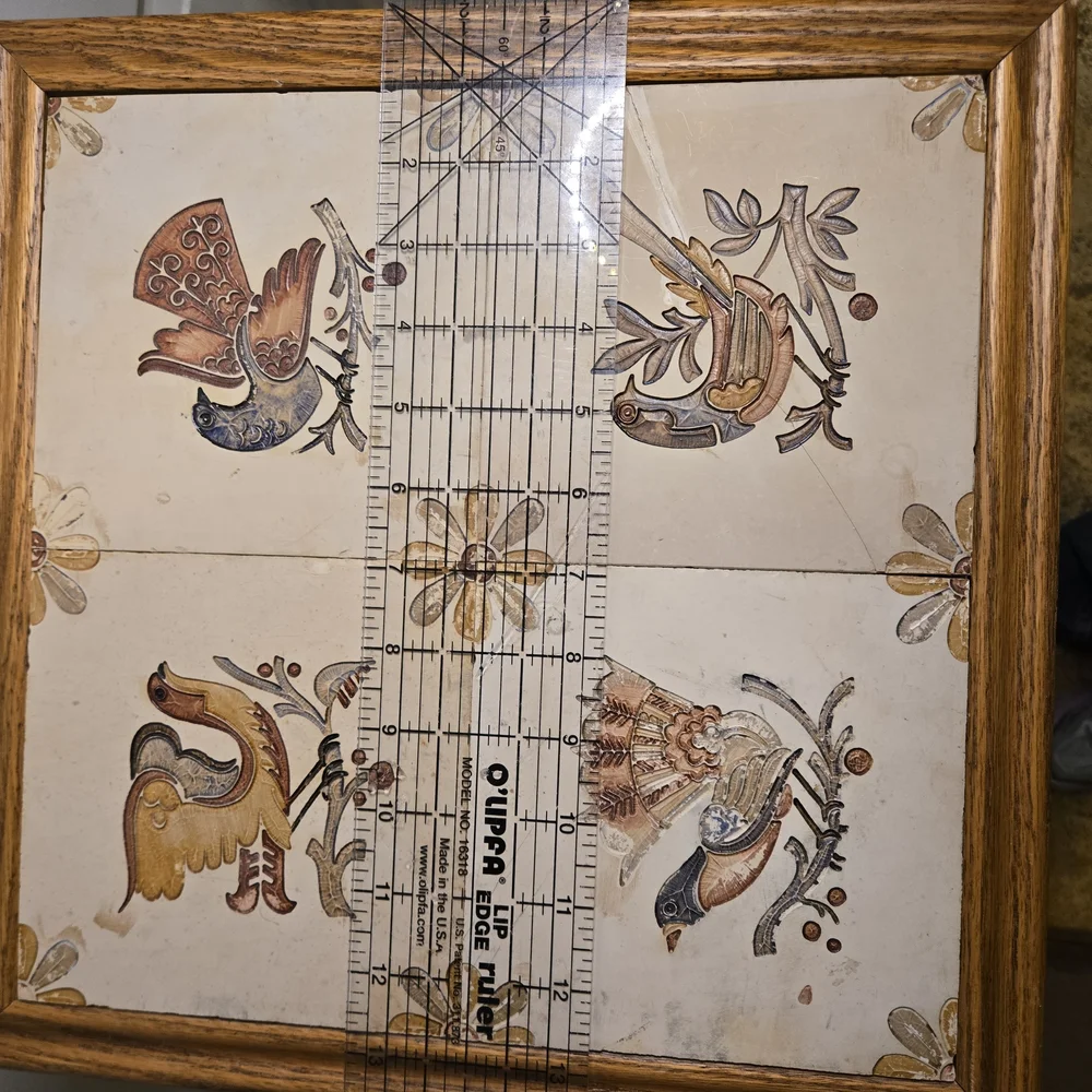 Antique Victorian Bird Partridge Pheasant Delft Style Tile Wall Art Wood Frame
